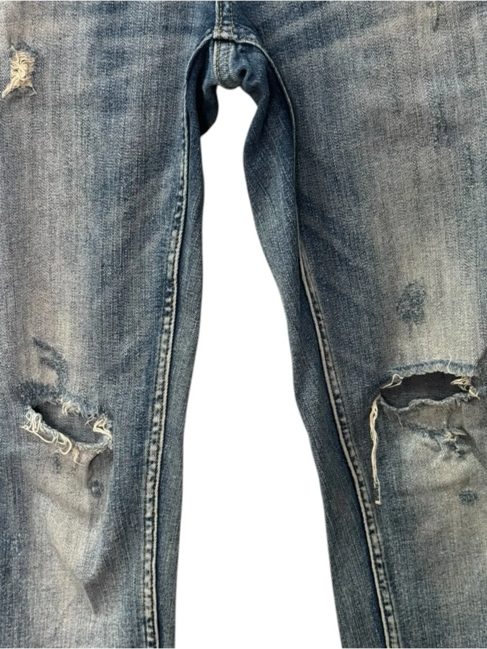 Zara Ripped Skinny Jeans - Light Blue Wash zipped ankle womens size 2
